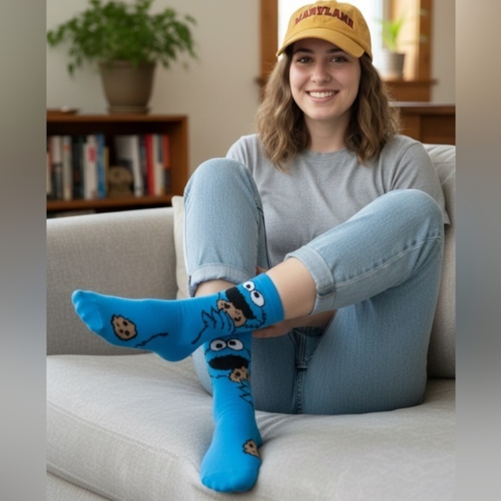 ✨NEW Blue Cookie Monster Character Women's Socks